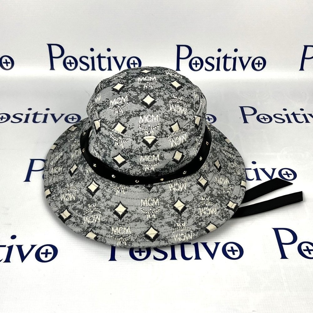 MCM Grey Vintage Stud O Monogram Jacquard Bucket Hat One Size Men/Women